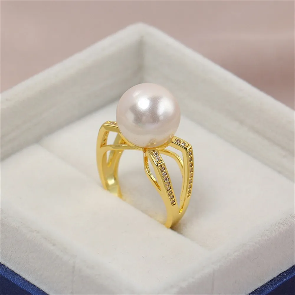 

1PCS Pearl Ring Settings Round Thick Adjustable Ring Settings Cabochon Blank Base DIY Jewelry Making Findings