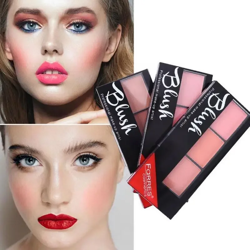 Face Blush Palet Make-Up Natuurlijke Blush Palet Kleuren Blush Met Borstel Gemakkelijk Te Dragen Make-Up Natuurlijke Poeder Rouge Vrouwen