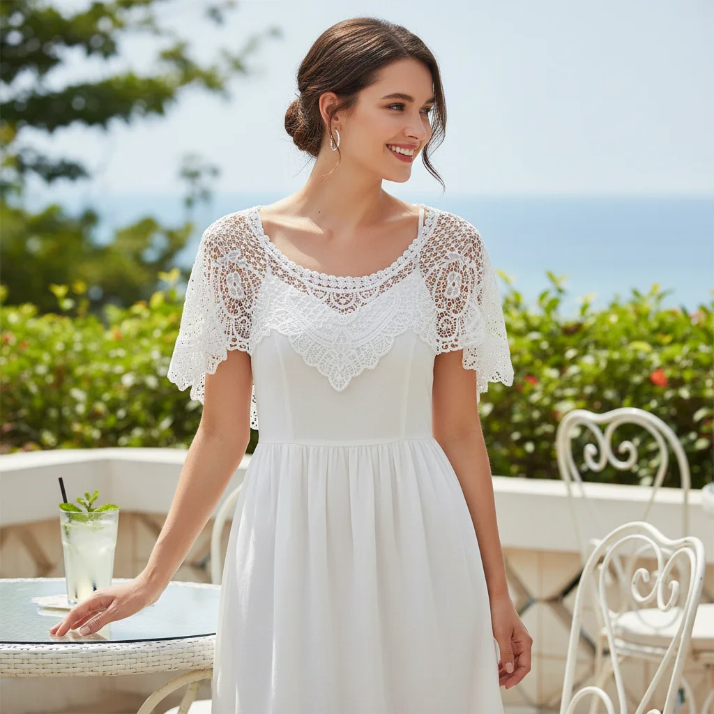 Women's Lace Off-Shoulder Boleros Shrug with Short Capelet, Lightweight Mesh Cover Up for Evening Dress, Party, Wedding, Summer