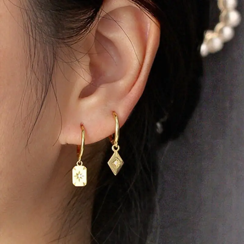 925 Sterling Silver Needle Vintage Gold Earrings Luxury Long Chain Tassel Crystal Hoop Earrings for Women Party Trend Jewelry - view 3