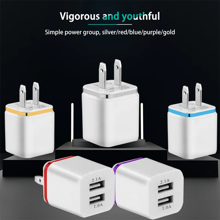 Colorido celular carregador duplo EUA plug parede adaptador USB