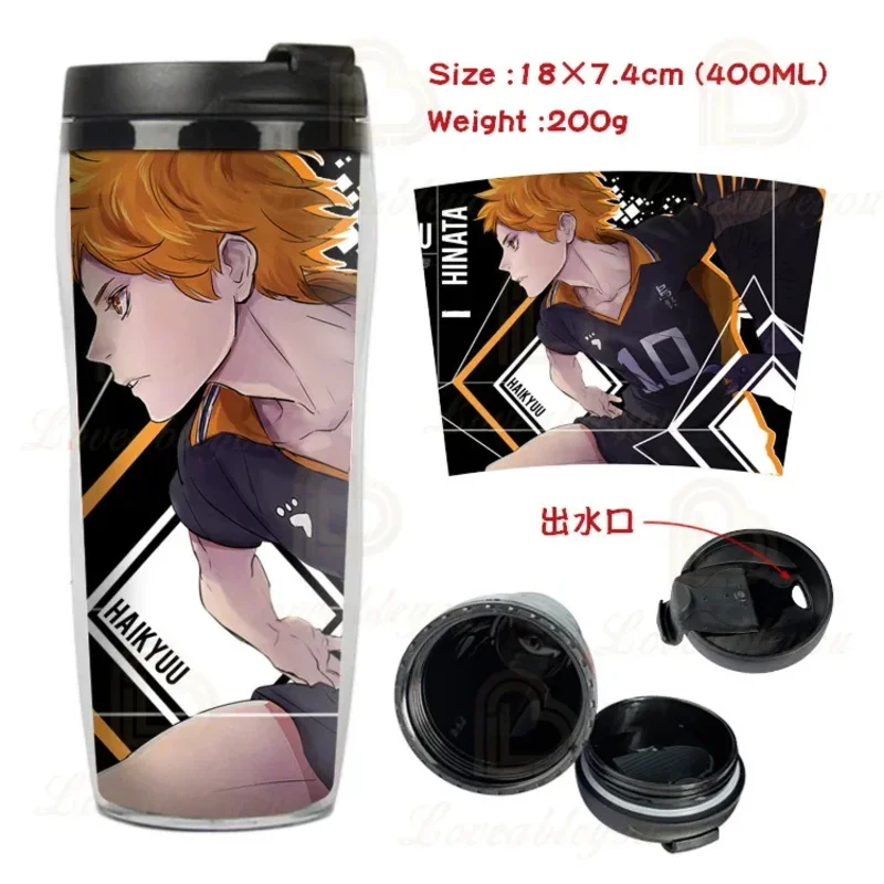 Haikyuu Junior Anime Student Household Drinking Cup Anime Creative Water Cup Double-layer Insulated Plastic Cup Kids Gift