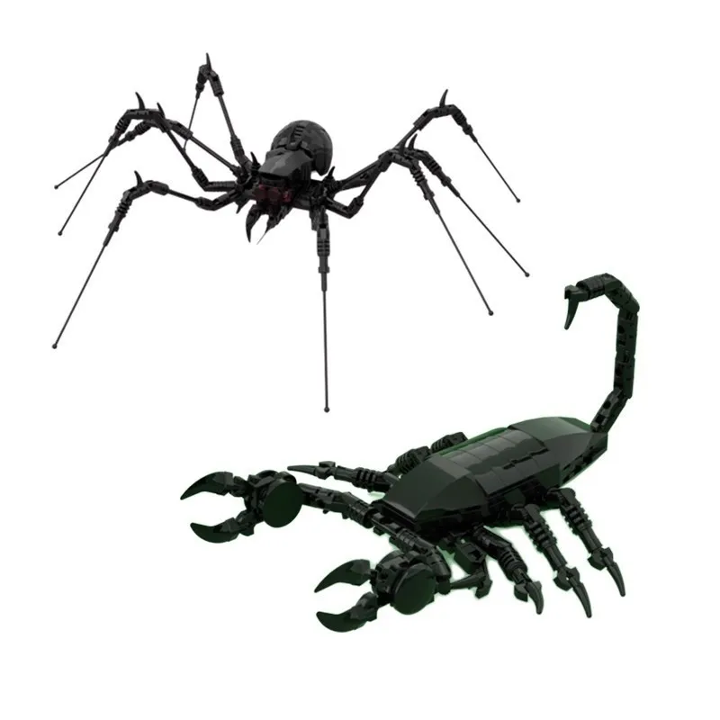 Building blocks, black scorpions, spiders, insect, animal, terrifying creatures, deformed figurines and toys