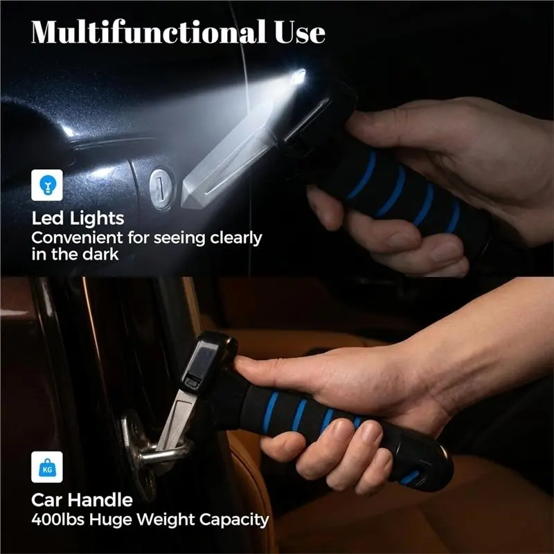 Car Door Handles 2Pcs Multi-Functional Design For Elderly People Users, Includes Car Safety Hammers& Armrest Handles-ABQA