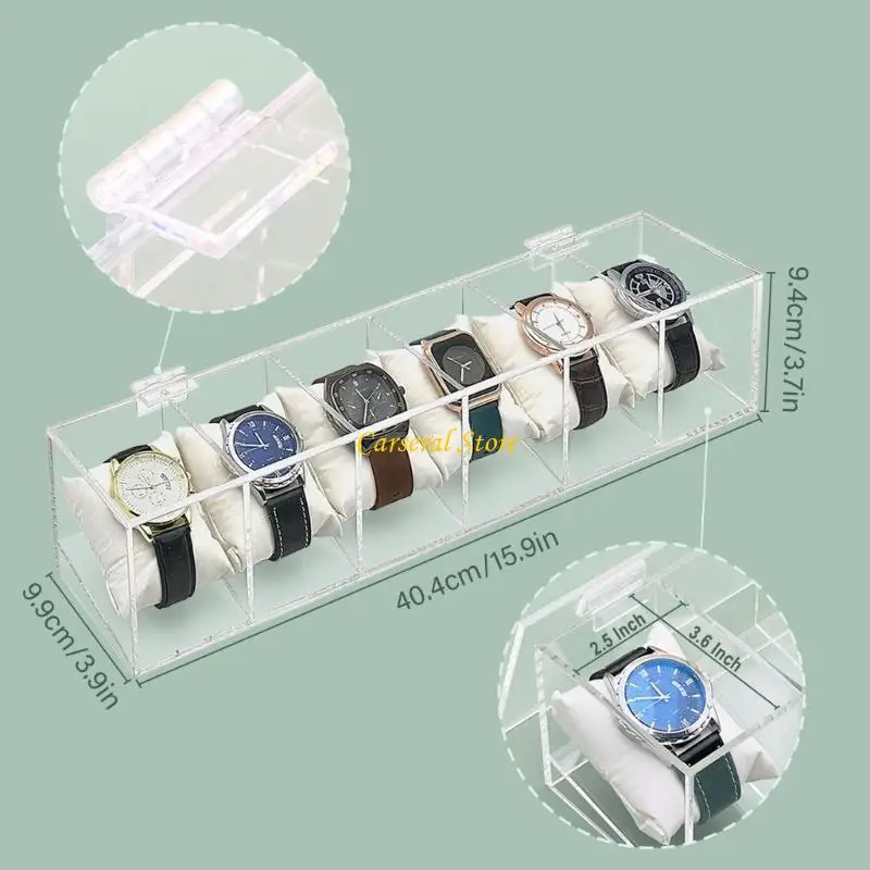 M4YF Hiển thị đồng hồ tinh vi Hiển thị Clear Clear Acrylic Tổ chức với nhiều ngăn trong suốt Đồng hồ trong suốt Hộp lưu trữ