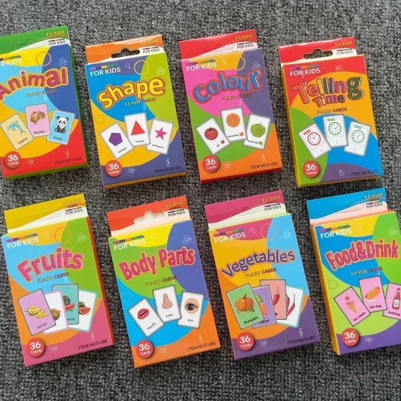 Cartes de jeu léone pour enfant, pièces du corps, animaux, fruits, double face, flash cards Montessori, jouets, cadeaux, 36 pièces