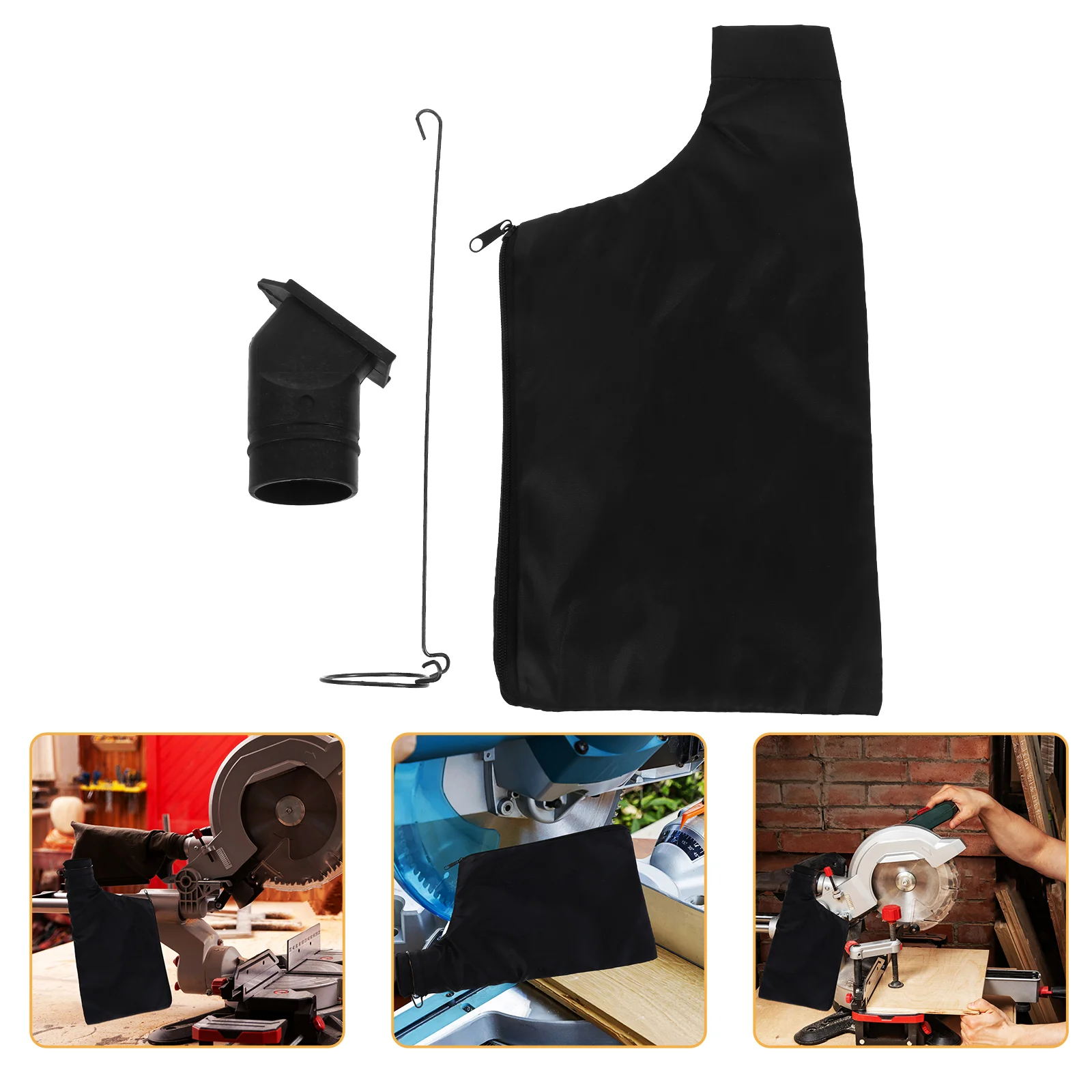 Saw Dust Bag Zipper for Collector Bags Collection Hood Sawdust Black