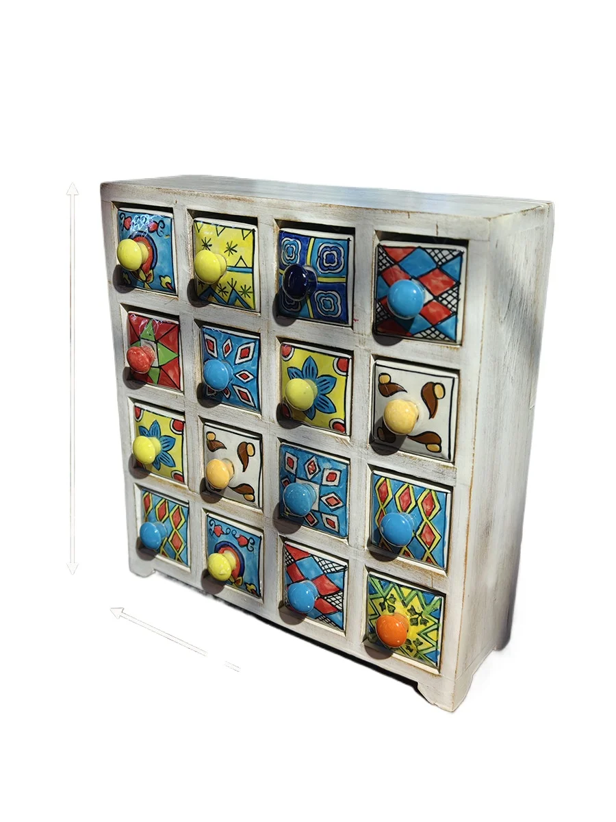 

Solid wood ceramics high-end exquisite new wedding gifts ancient makeup jewelry earrings storage box painting