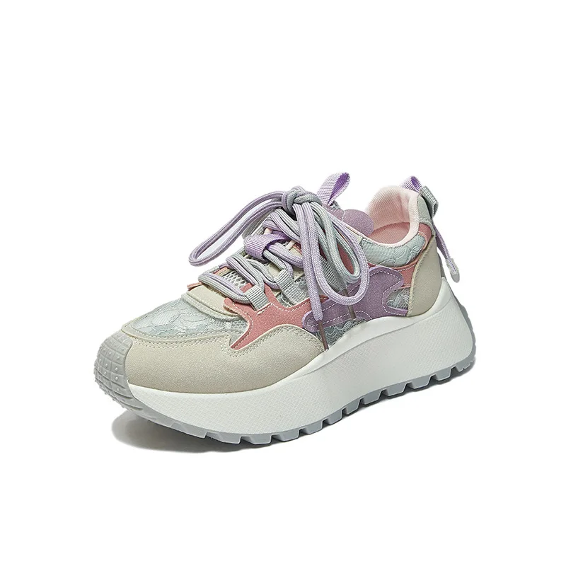Zapatillas de deporte transpirables con cordones para mujer, zapatos deportivos de marca de lujo, zapatillas casuales, zapatos de diseñador para caminar con plataforma