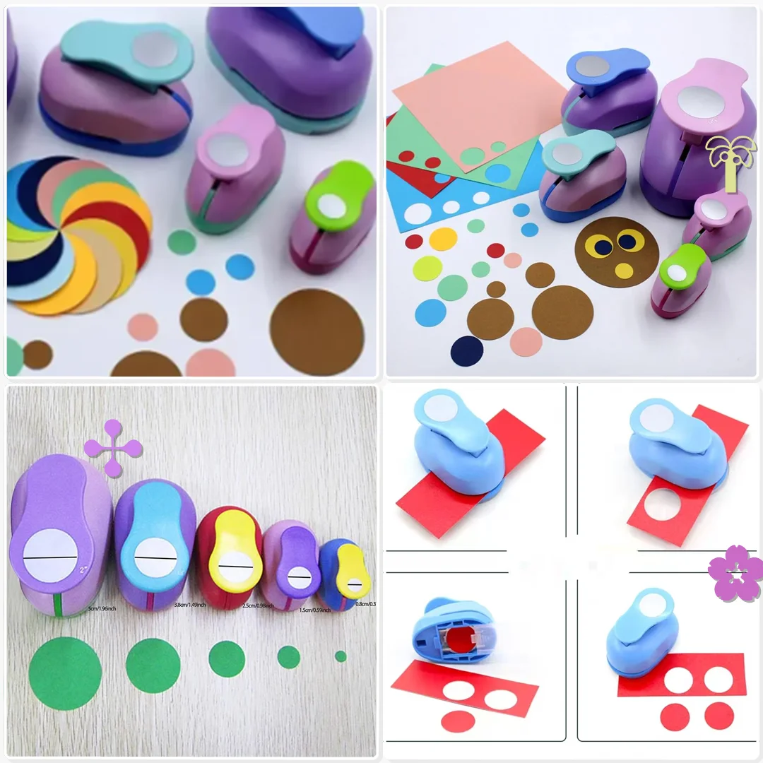 Circle Paper Punch 8 50mm Random Color Craft Puncher Scrapbooking DIY Kindergarten Art Class Cutting Tool
