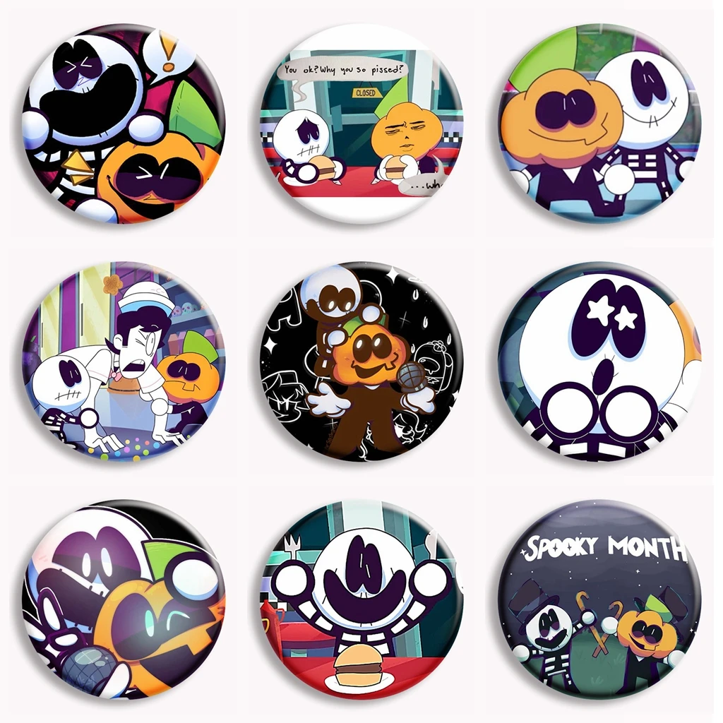 Spooky Month Soft Button Pin Friday Night Funkin Skid and Pump Brooch Badge Bag Accessories Gift for Friends Children Gifts