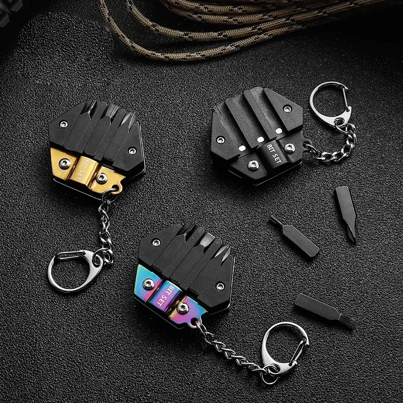 Mini Multi-functional Tool Hexagonal Coin Knife Folding Knife Outdoor EDC Removable Screwdriver Tool Stainless Steel Keychain