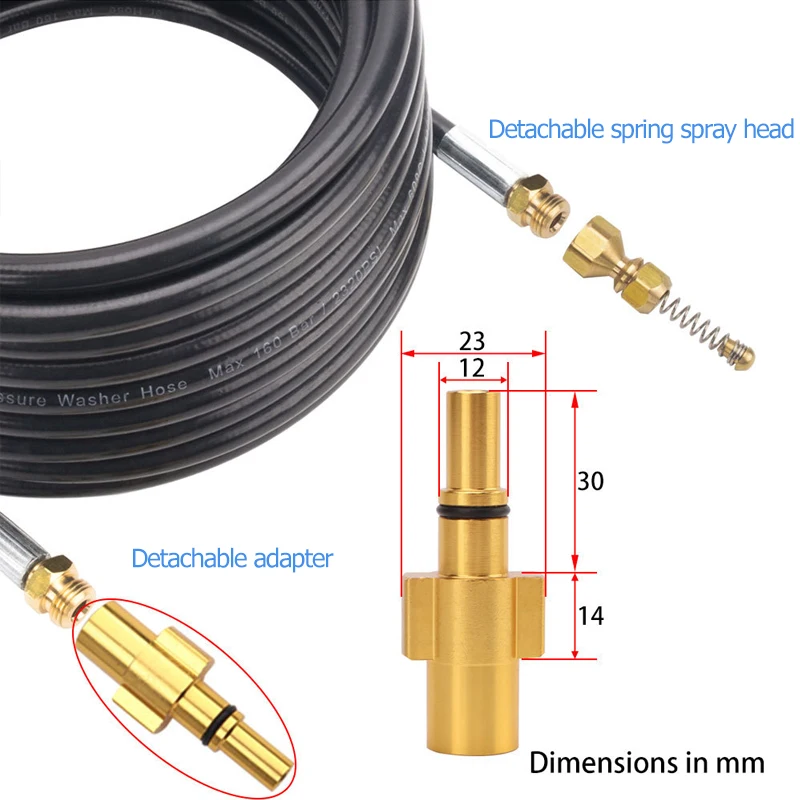 6m~20m Sewer Drain Hose Pipe Sewage Clean Nozzle Hose For Bosch Aquatak AQT/Makita/ AR Blue/Greenworks High Pressure Washer