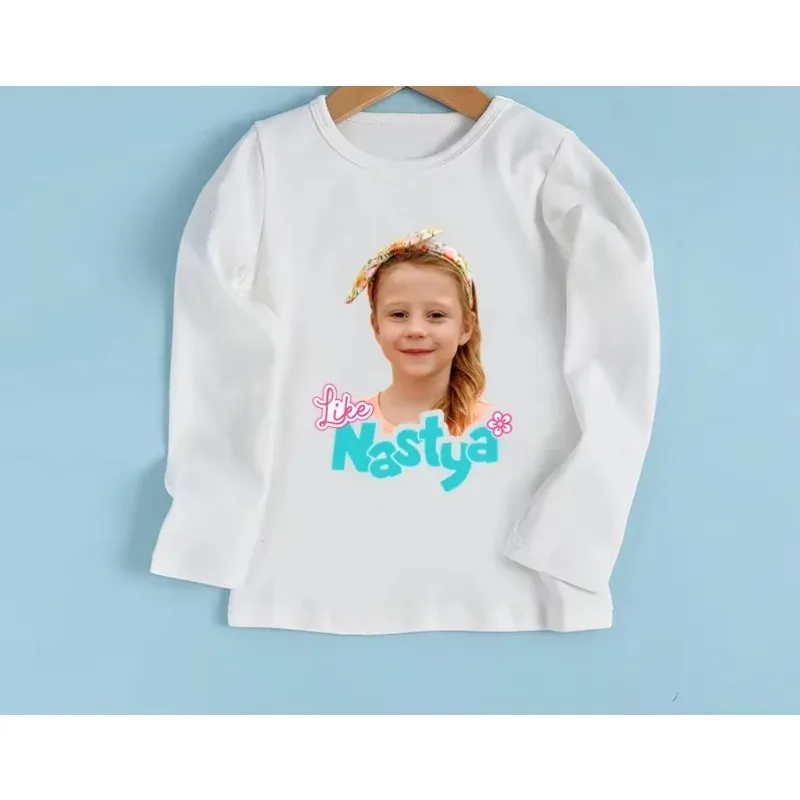 Funny Nastya Print  Kawaii  Children Clothes Autumn Baby and Girls Long Sleeve T-shirt