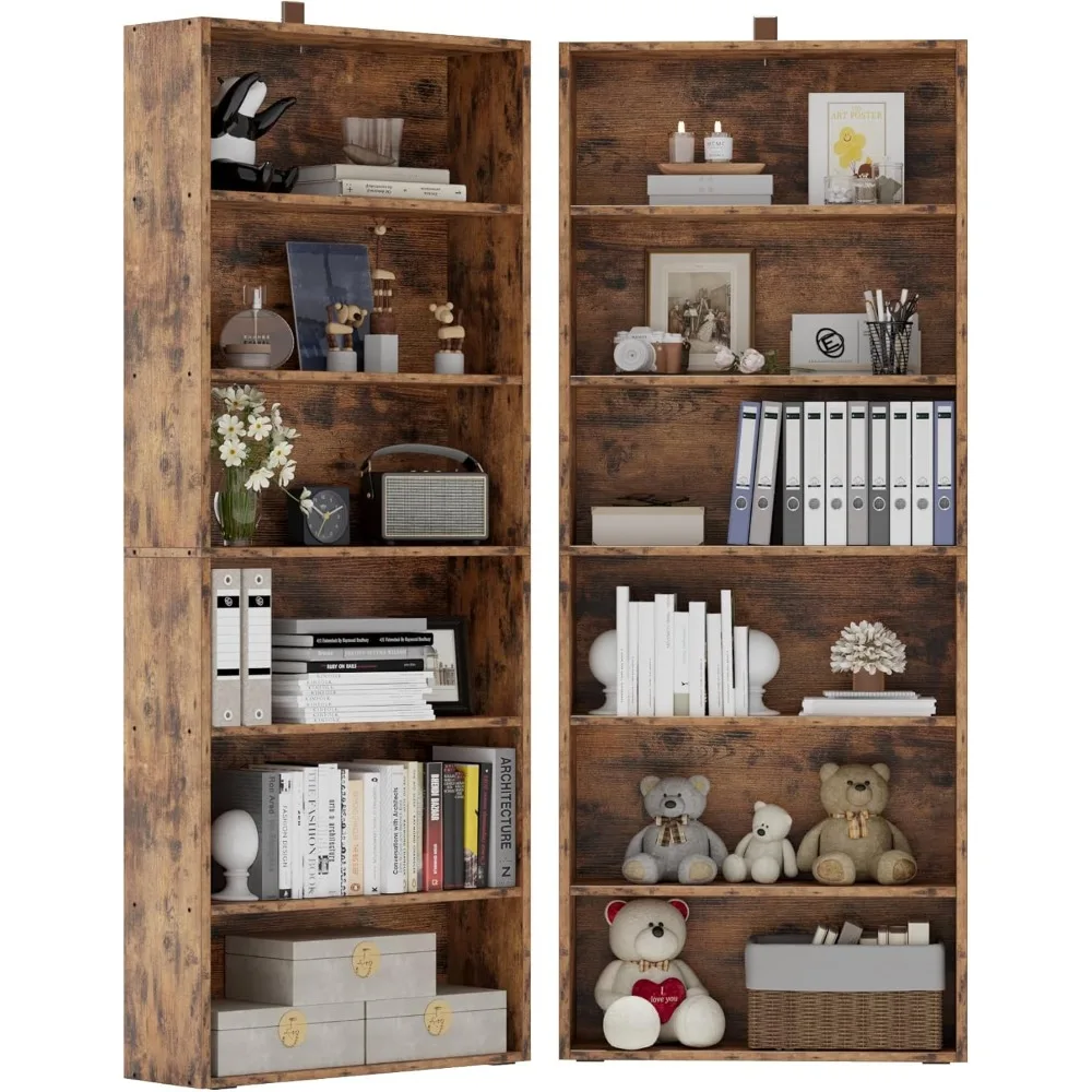 

Bookshelves Set of 2 Floor Standing 6 Tier Display Storage Shelves 70 in Tall Bookcase Home Decor Furniture for Home Office