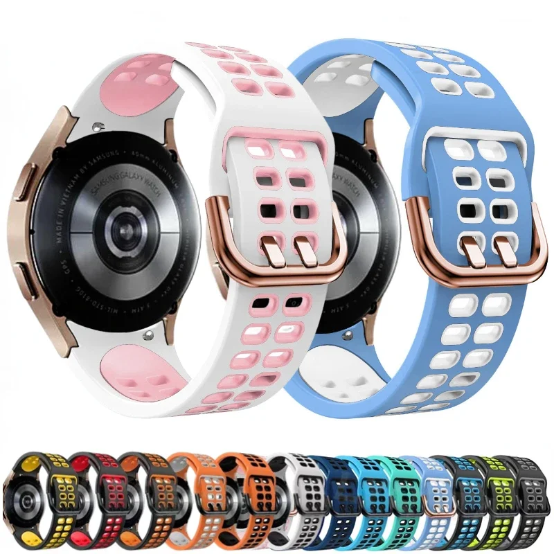 Silicone Strap for Samsung Galaxy Watch 7/6/5/4 44mm 40mm 5 Pro 45mm Two-Color Band for Watch 4/6 Classic 46mm 42mm 43mm 47mm