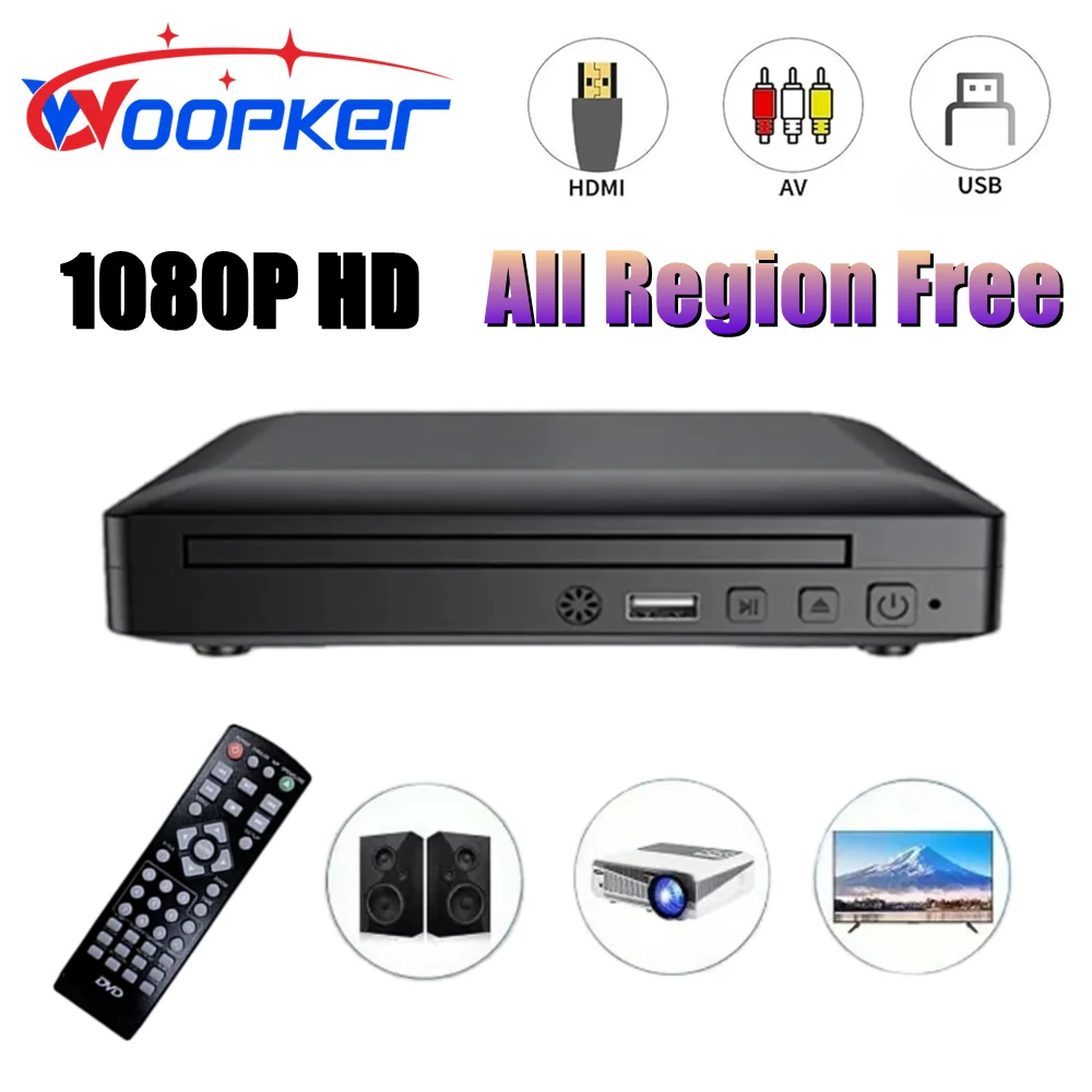 

Woopker Portable CD Player 1080P HD All Region Free Support MP3 Playback UBS supports MP4 AVI Format Home CD player