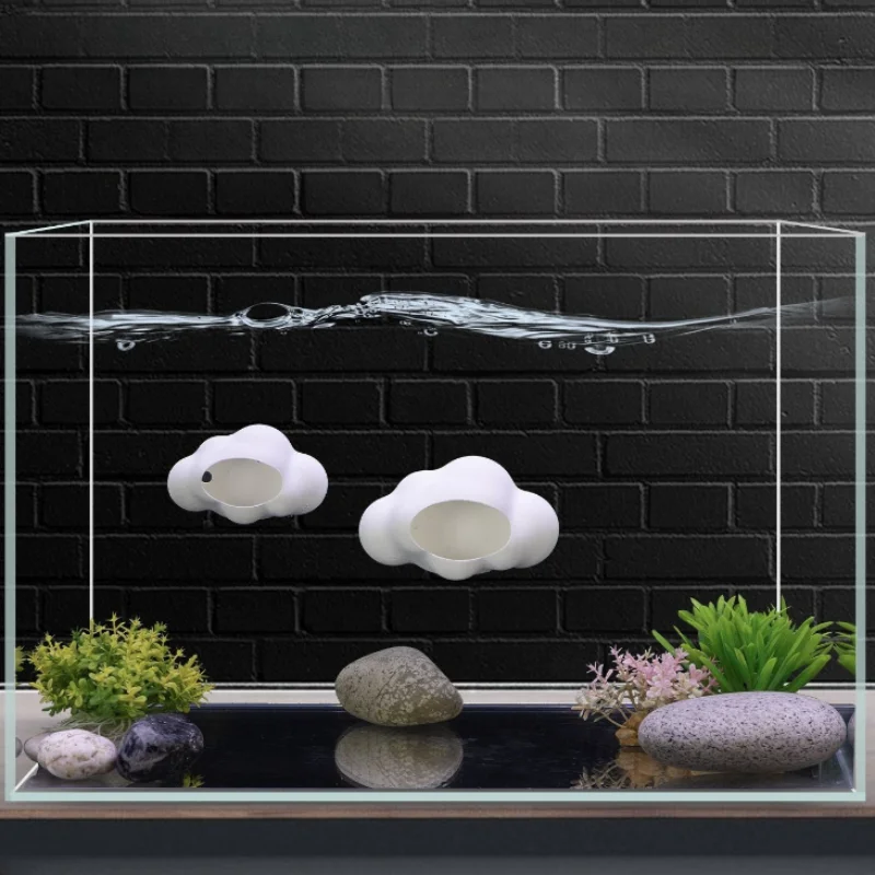 Cloud Shaped Aquarium Cave Ornament, Fish Tank Hideout Shelter for Betta Cichlid Shrimp, Breeding Hiding House Fish Tank Decor