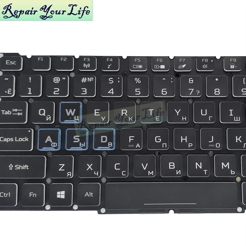 Teclado retroiluminado russo Ru, para acer nitro 5, an517-52, an517-53, an517-54, an515-57, laptop rg05p-n12b3l, n10brl, n14brl