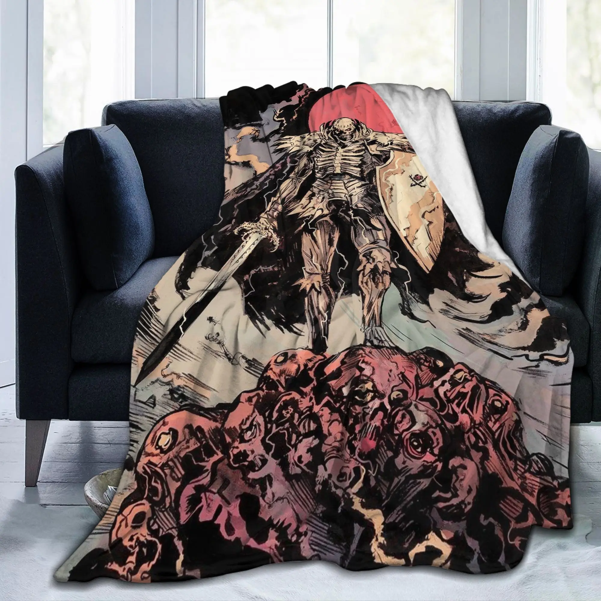 Custom B-Berserks Blankets Warm Flannel Manga Dark Fantasy Black Swordsman Style Throw Blanket for Bedding Couch Bedspread
