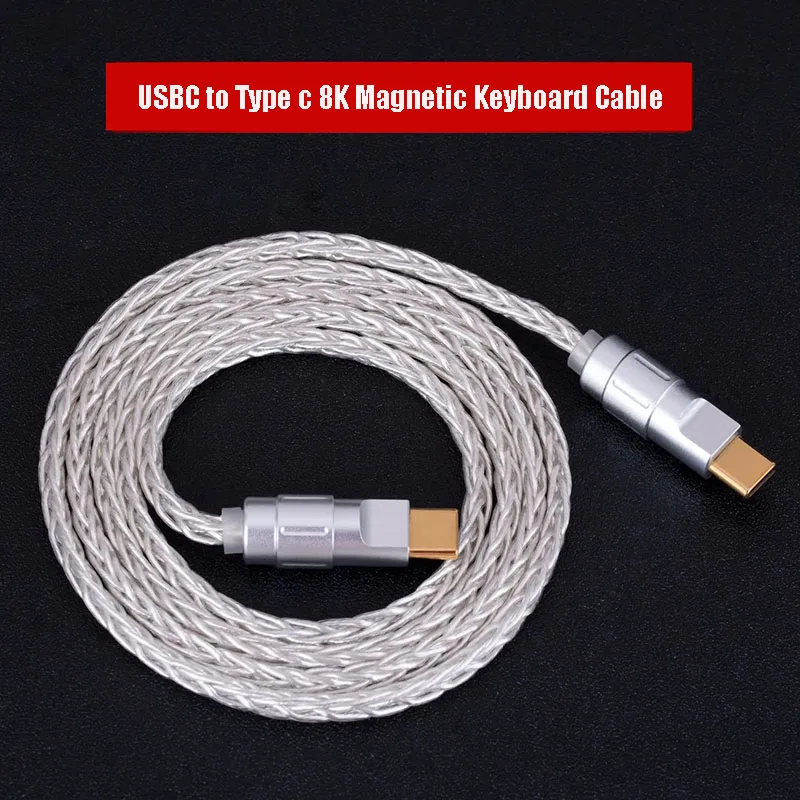 

Кабель USB-C на Type-C 240 Вт, 8K, магнитный, для клавиатуры, с монокристаллической медной серебряной позолотой, плетеный, для передачи данных