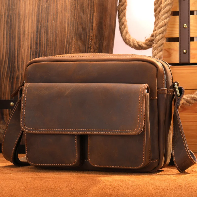 Leather crossbody bag - Men's small bag, shoulder bag, genuine leather bag, top layer made of cowhide, men's crossbody bag