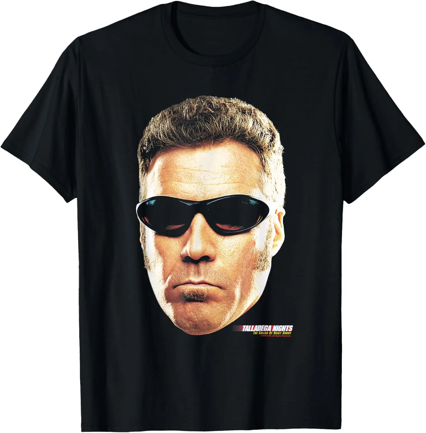 Talladega Night Ricky Bobby Oversized Portrait Racing Movie T-Shirt 100% Cotton Trendy Y2K Short-Sleeve Tee – Soft, Quick-Drying,  Wrinkle Resistant Light Cotton Graphic Tshirt Soft Stretchy Casual Summer Short Sleeve