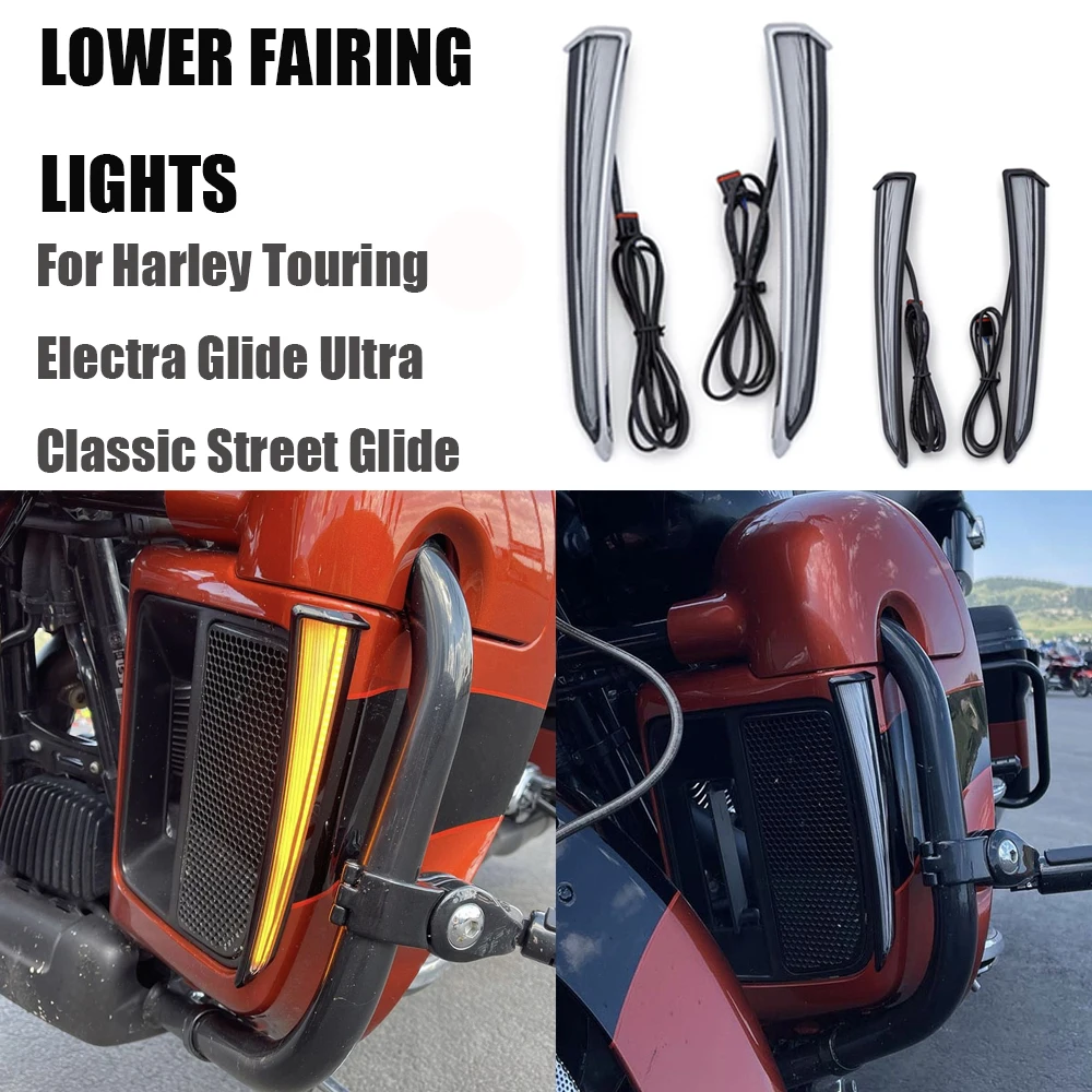 2022 NEW Motorcycle LOWER FAIRING LIGHTS For Harley Touring Electra Glide Ultra Classic Street Glide FLHTCU Chrome