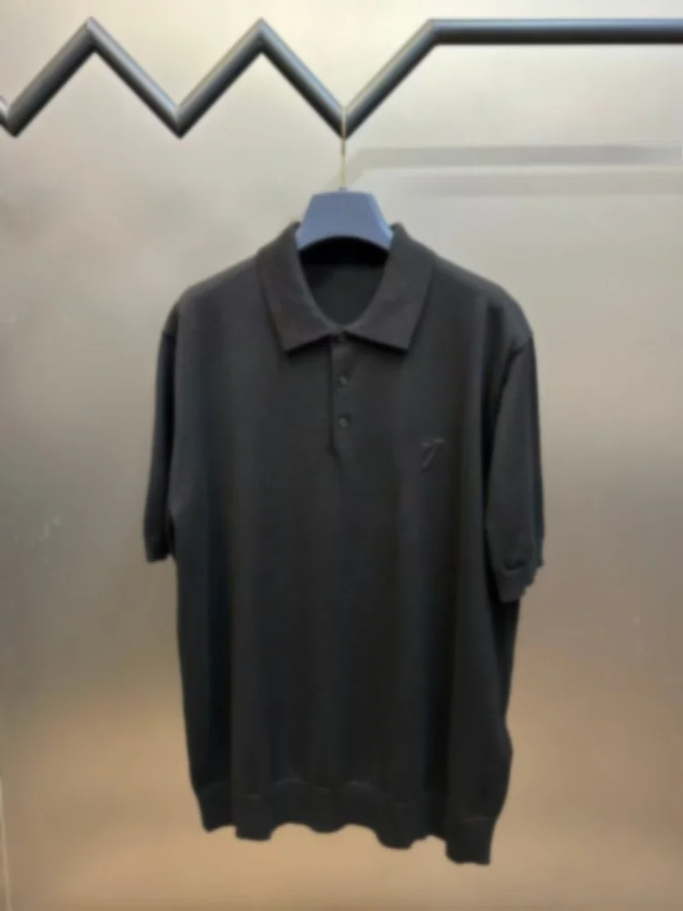 

Knitted Cotton irt Summer New Faion Letter Pr Loose Collar ort Sve ex Breathable Regular Thin Sprin...