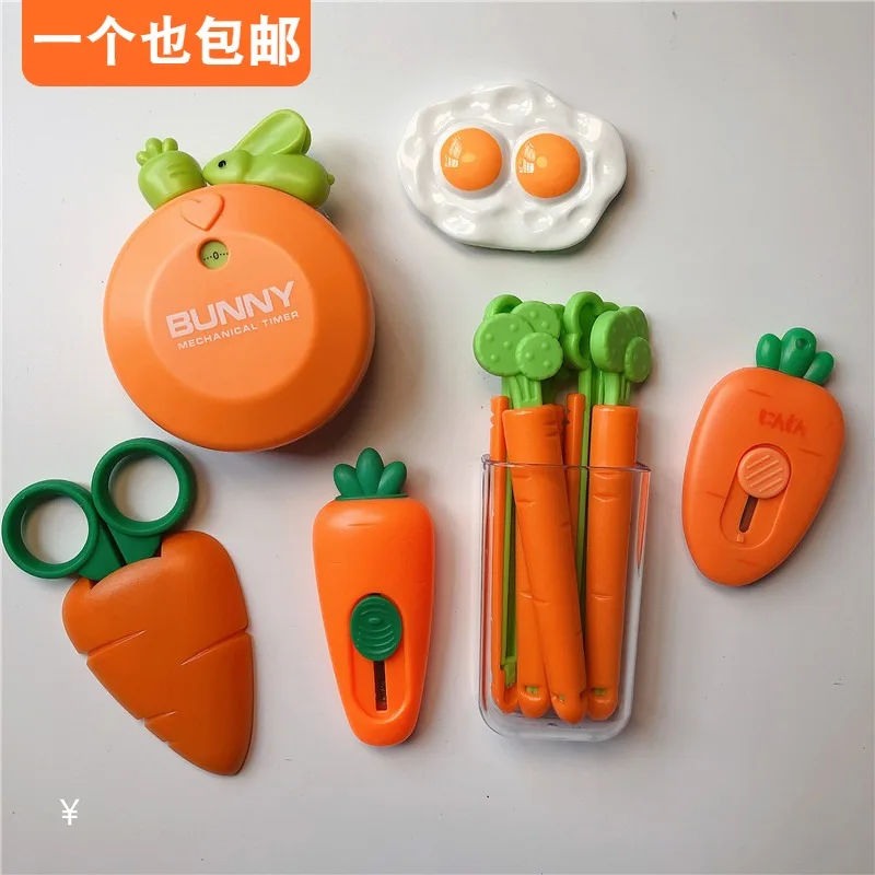 

Refrigerator sticker carrot scissors timer double yolk egg cartoon decoration sticker magnet