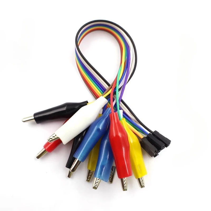 Alligator Clip To Breadboard Jumper Wire Test Lead Dupont Cable 10pin 20/30/50cm Male Female for Arduino Microbit Nano LED Strip