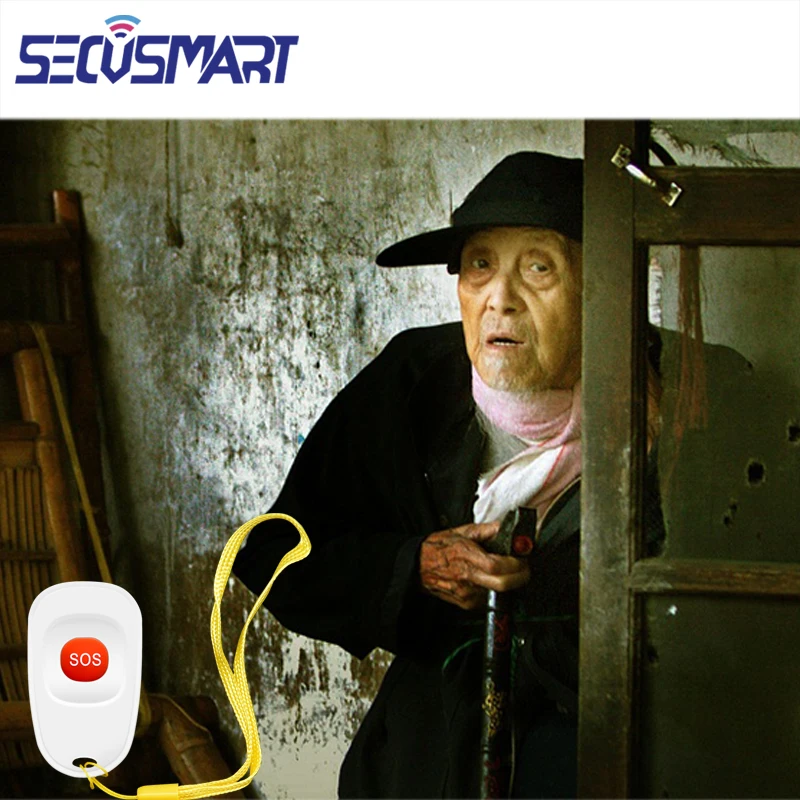 433MHz Wireless Emergency Button Elderly Child Safety Protection Suspension Call Device SOS Panic Alarm System Adjustable Volume