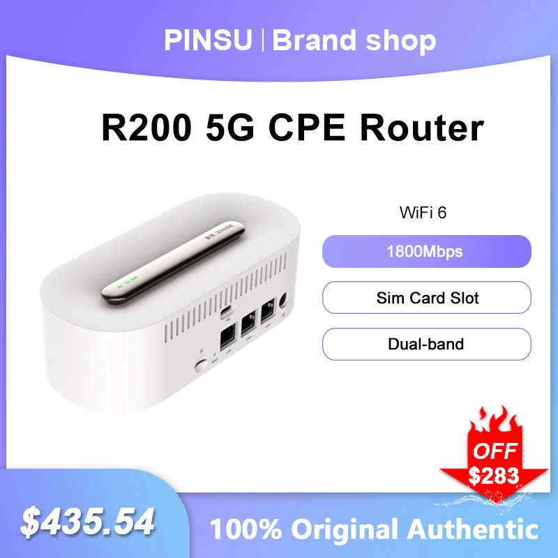 

Оригинальный маршрутизатор PINSU R200-C 5G CPE WiFi 6 двухдиапазонный Мбит/с Беспроводной ретранслятор сигнала со слотом для Sim-карты гигабитный усилитель