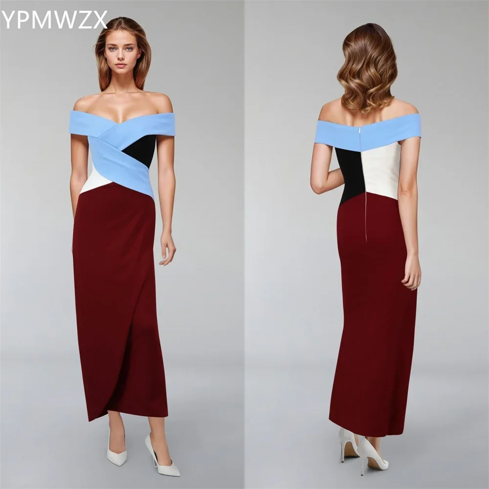 Customized Evening Dress Party Occasion Prom Gown Women YPMWZX Off-the-shoulder Column Ankle Length Skirts Bespoke Occasion Dre