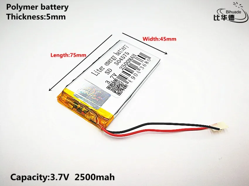 Bom Qulity 3.7 V, 2500 mAH, 504575 Polímero de íon de lítio/bateria de Iões de lítio para o BRINQUEDO, BANCO DO PODER, GPS, mp3, mp4