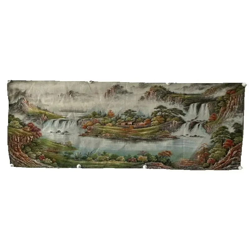 Chinese Old Color Brocade Embroidery Artwork landscape painting Decorative wall painting Home Decor Piece
