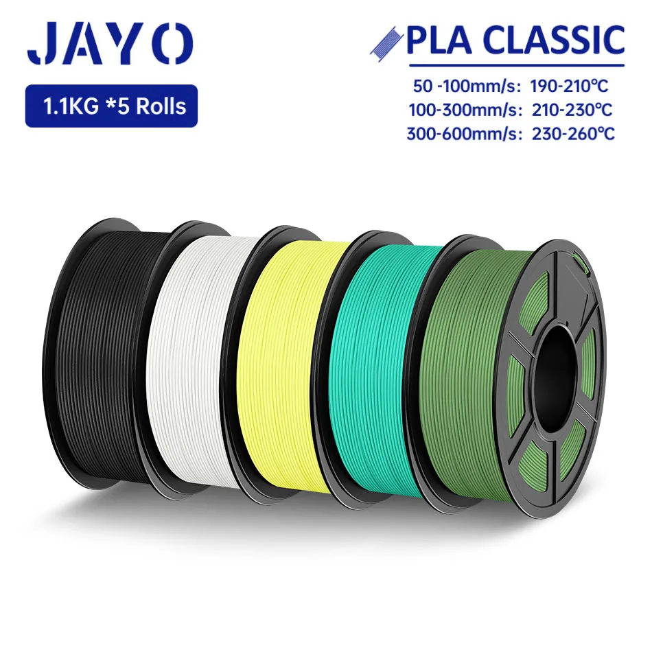 Jayo Pla Meta/Abs/Petg/Zijde/Pla Filament 1.75Mm 5 Rollen 3d Printer 100% Geen Bubbel Voor Fdm Diy Geschenk Materiaal Snelle Verzending