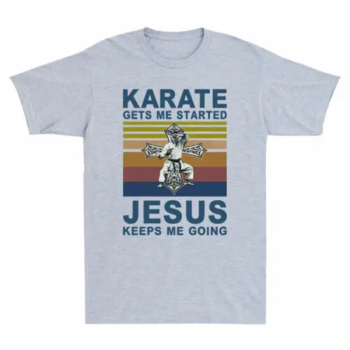 Винтажная Мужская хлопковая футболка с надписью «Karate Get Me Start»