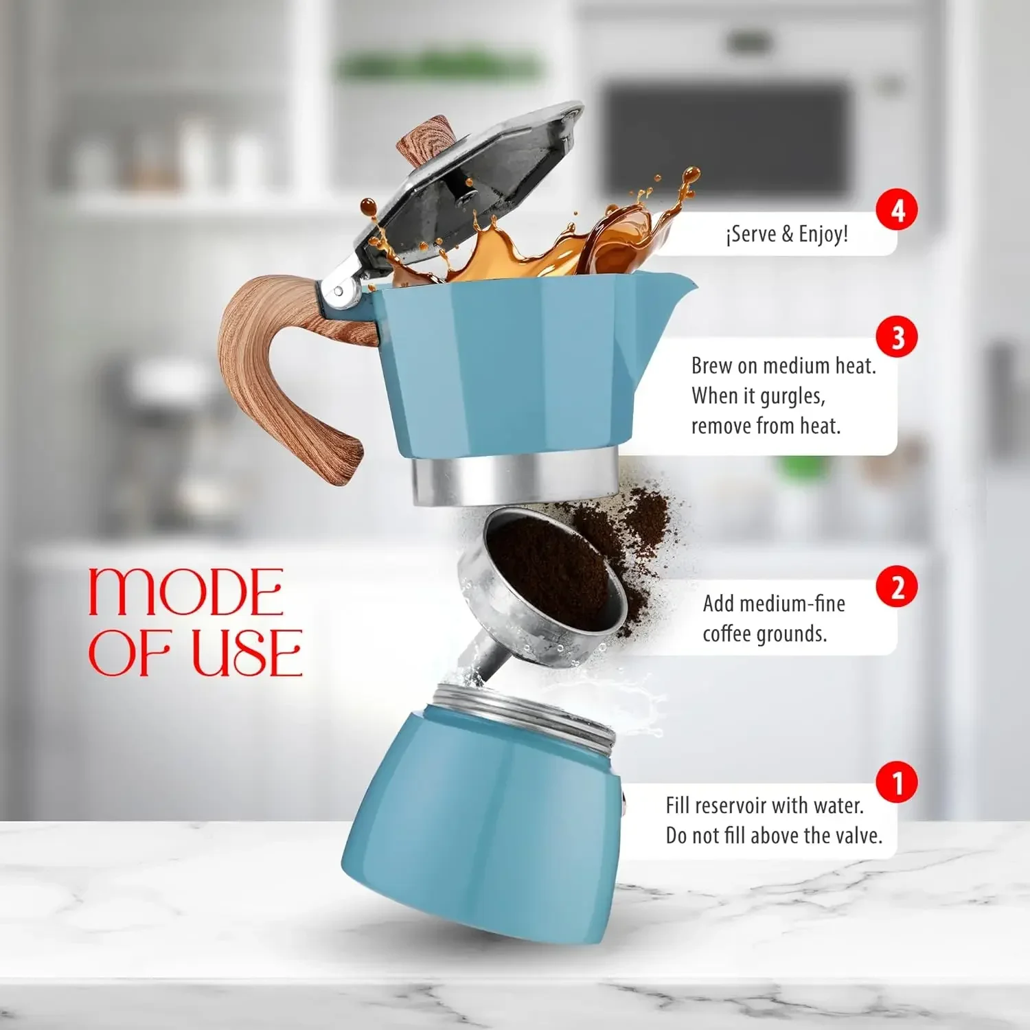 150/300ML Premium Aluminum Moka Pot Coffee Maker Handcrafted for Rich Flavor Italian Style for Home Outdoor Camping Easy To Use