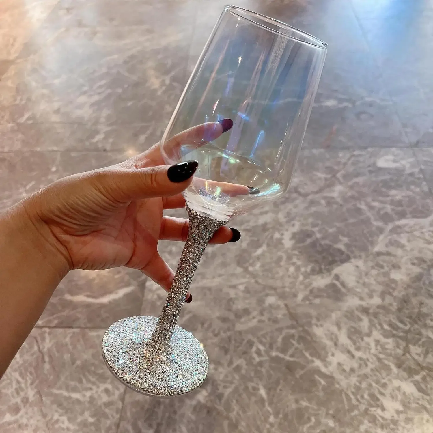550ml Sparkling Rhinestone Crystal Red Wine Glass Luxury  Wine Glass Large capacity Glass Goblet Champagne For Party/Wedding