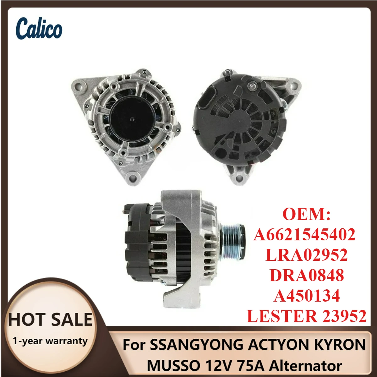 

Лидер продаж: Генератор 12V 75A для SSANGYONG ACTYON KYRON MUSSO A6621545402 LRA02952 DRA0848 A450134 LESTER 23952