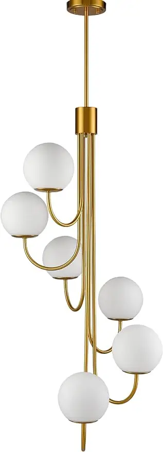 Modern Gold Chandelier Spiral Glass Globe Chandelier Villa Stairwell Hanging Ceiling Light Hall Deco Chandeliers