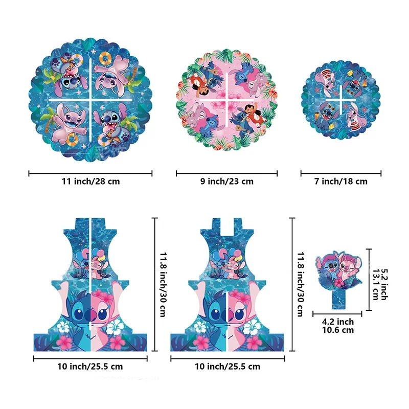 Disney Lilo und Stitch Papier Kuchen Dessertständer Niedliche Cartoon-Figuren DIY 3-lagige Geburtstagsfeier Weihnachten Heimdekoration Werkzeuge