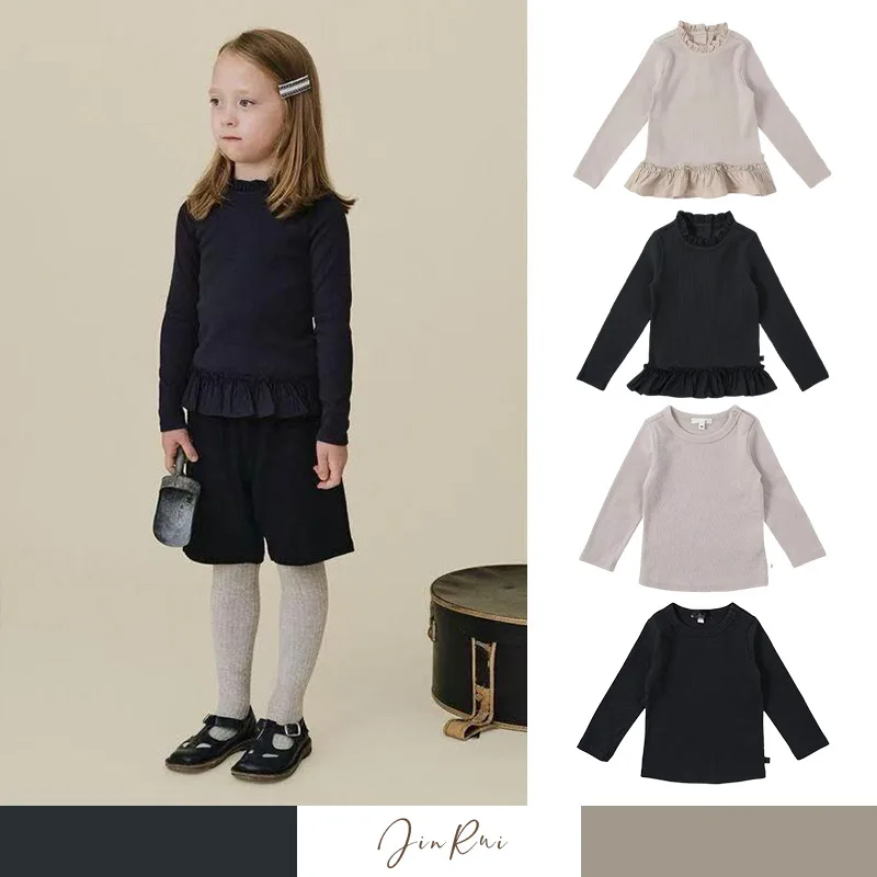 

Girls' Base Layer 2025 Fall/Winter New Arrival High-Neck Warm Long-Sleeve T-Shirt Pure Cotton White Knitwear Children's Clothing