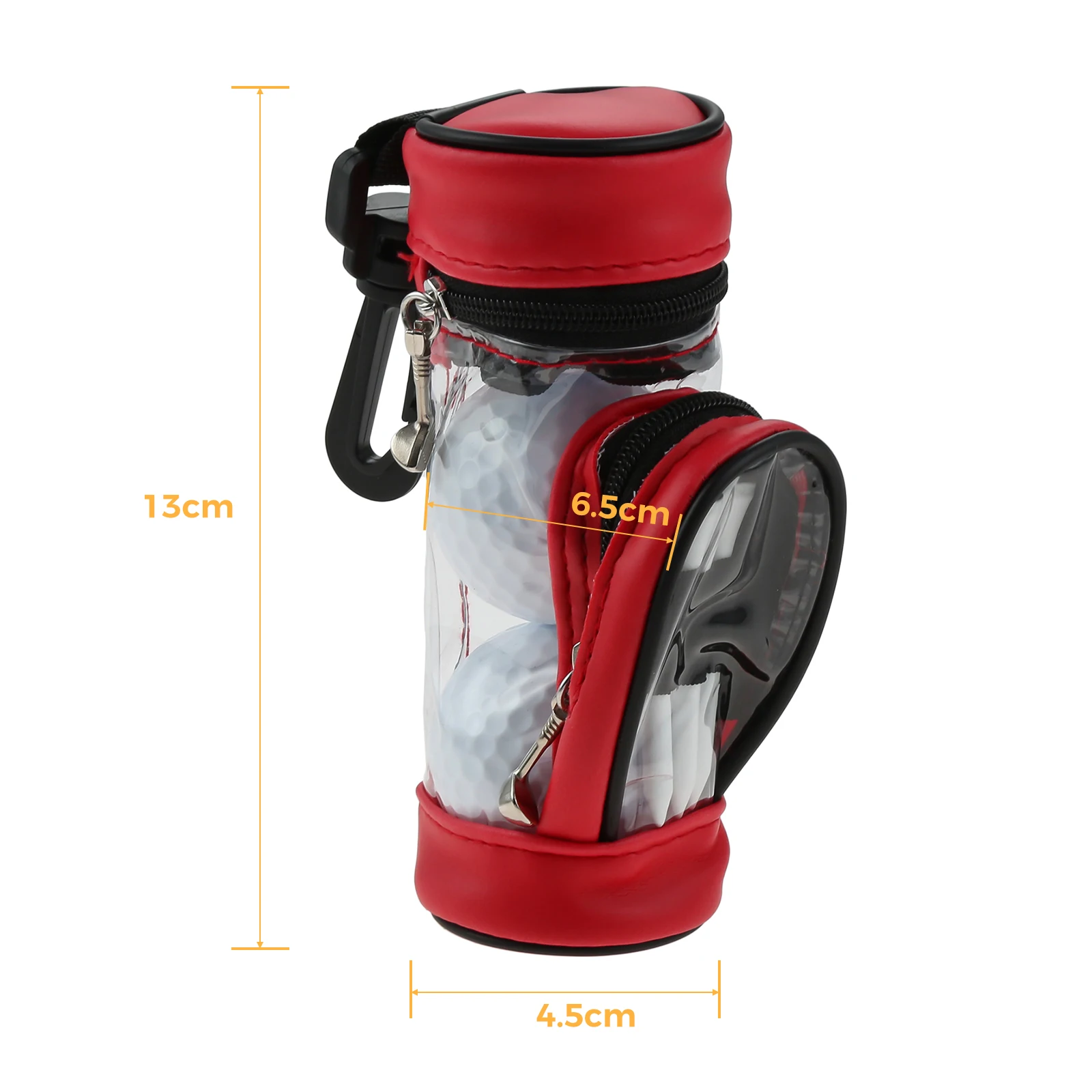 1 Set Golf Carrying Bag Golf Ball Bag Black Red White PU Leather 4.5*13cm with 3 Golf Balls 3 Golf Tees for Golf Training