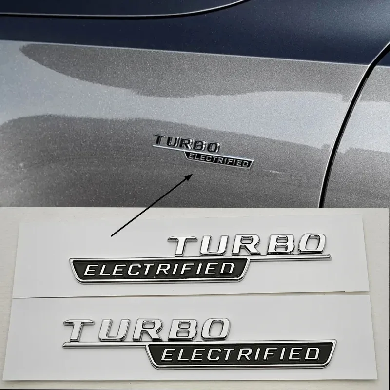

ABS Car Letters Logo Turbo Electrified Badge Side Fender Emblem Decals For Mercedes Benz C Class C43 C63 Etc Accessories