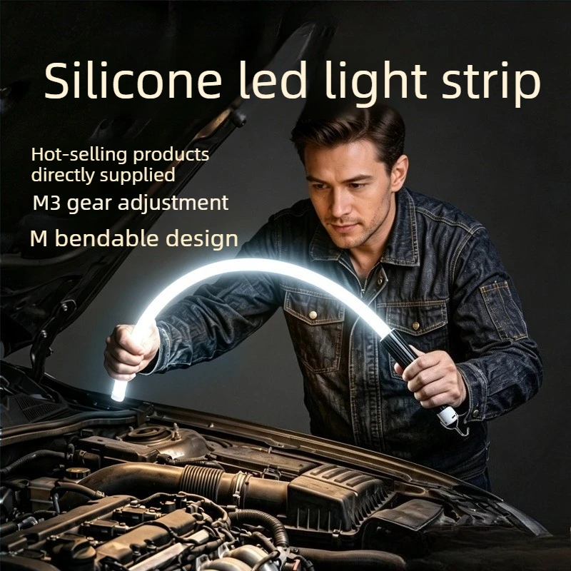 Flexible Silicone Rechargeable LED Emergency Light Handheld Multifunctional White Light Glow‑Stick