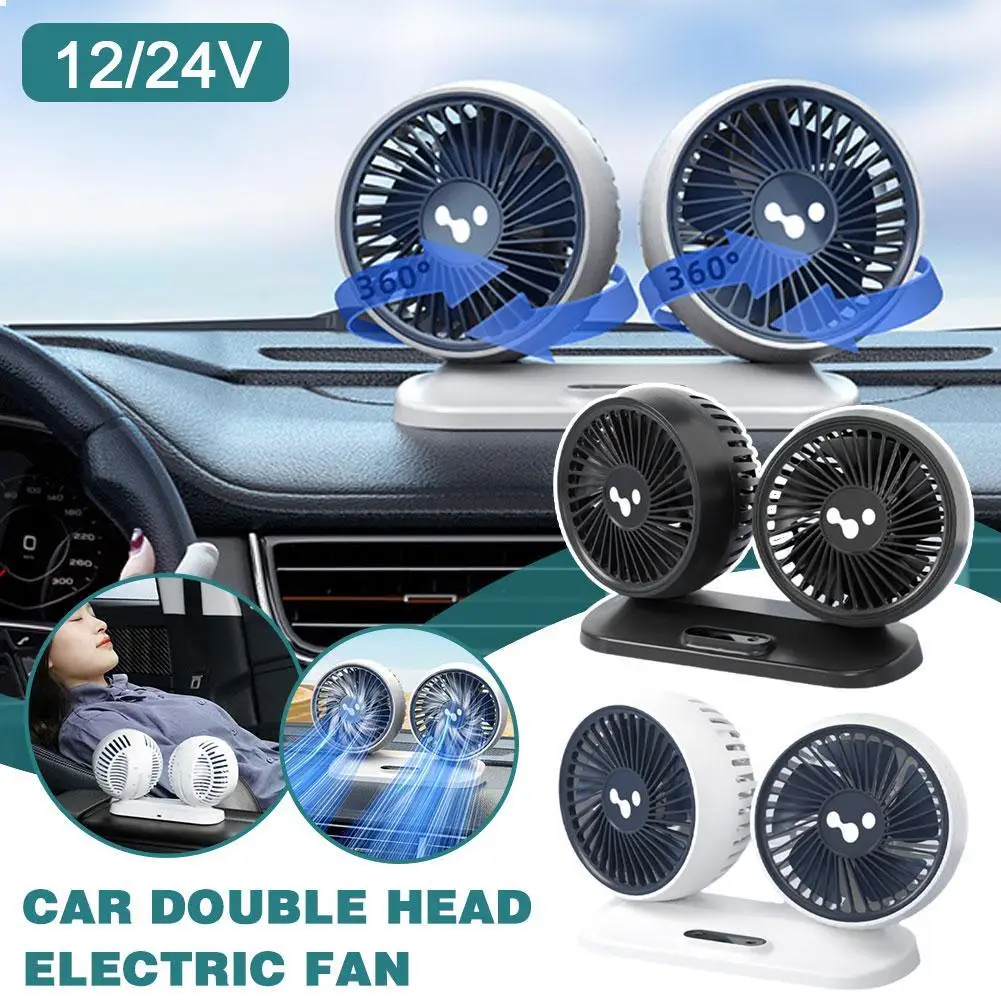 

Car Fan Large Truck Cooling Small Bread Car Adjustable Head Powerful Speed Interface Portable Electric Double USB Fan Wind R5L3