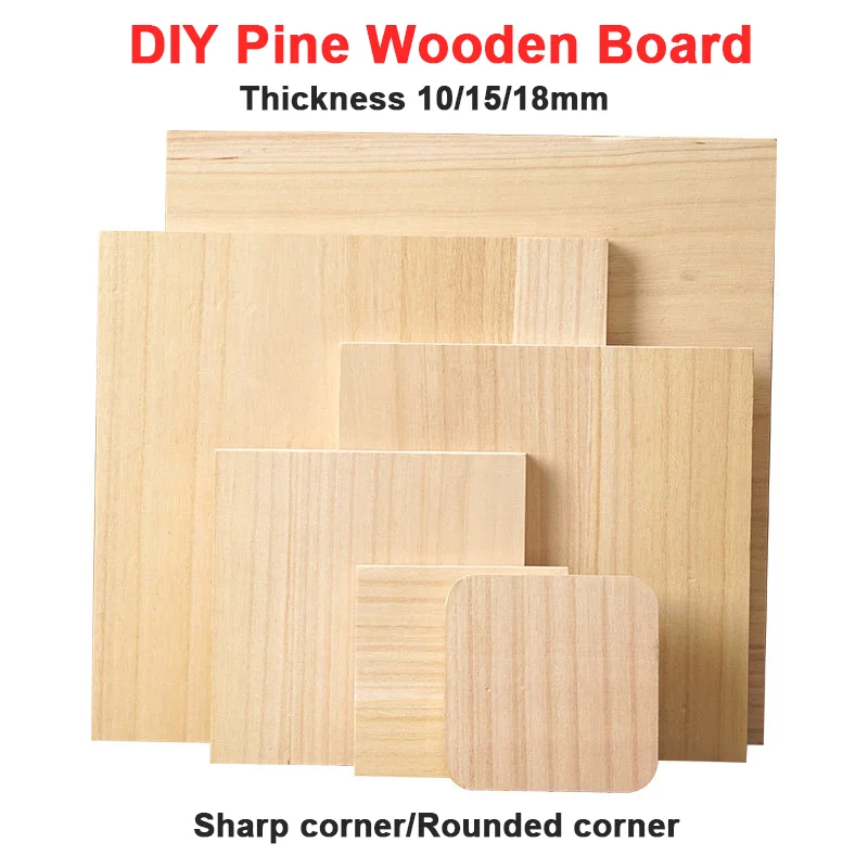 Thick10/15/18mm Square Pine Wood Coaster Blanks for DIY Painting Carving Pyrography and Scroll Saw Projects Sharp/Rounded Corner