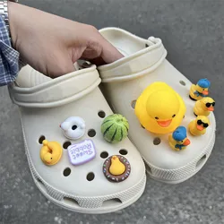 New Cute Yellow Duck Hole Shoe Charms Accessories Shoe Buckle Cartoon Multicolored Duck DIY 3D Shoes Decorations